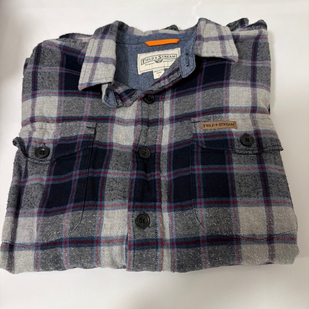 Field & Stream Men's Blue and Gray Plaid Shirt